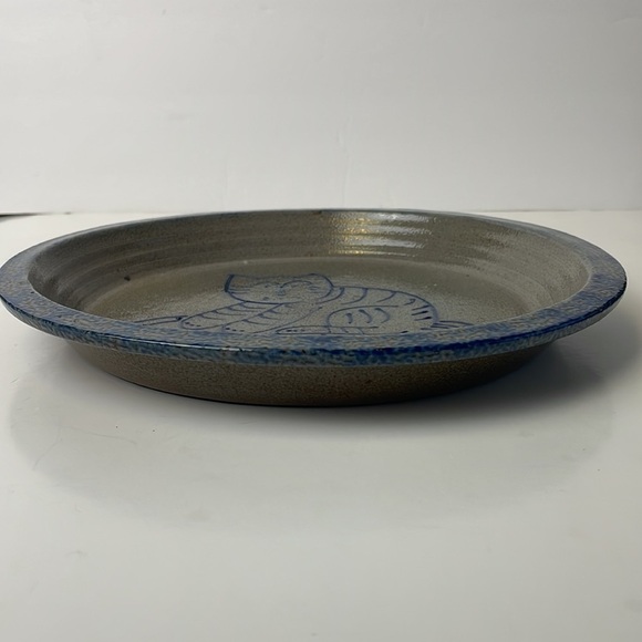 Vintage 1990 Eldreth Cat Pie Salt Glazed Pottery Plate Dish - Picture 3 of 11